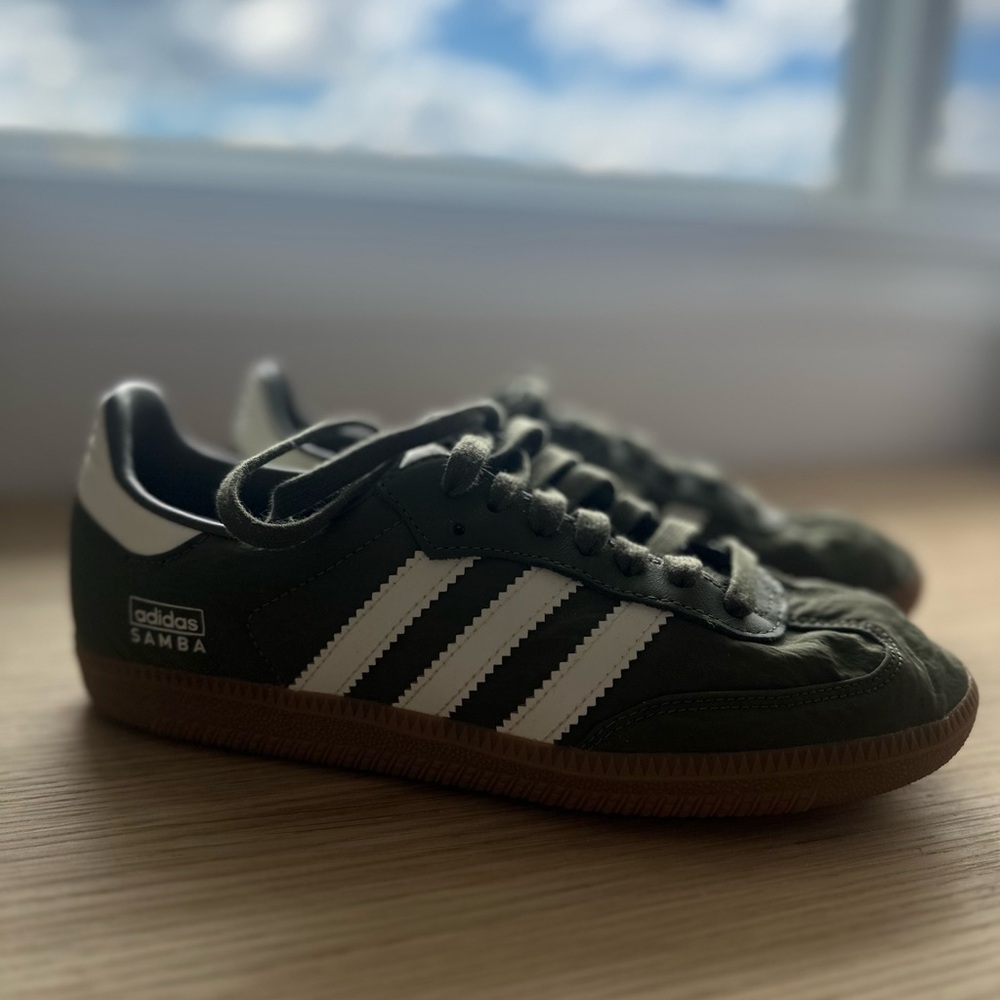 Adidas Samba Olive and White Sneakers